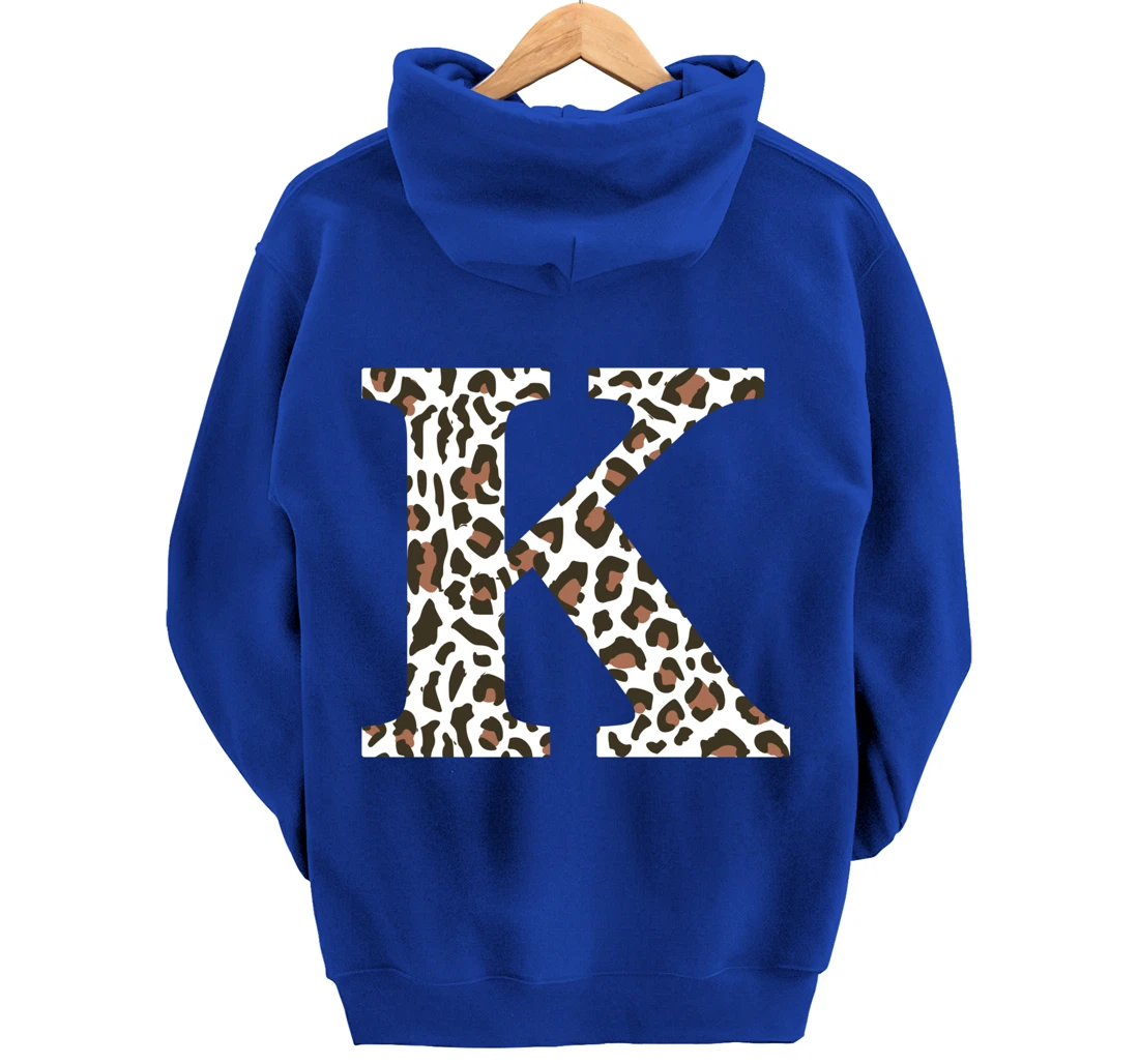 leopard animal print pattern monogram initials name letter k Pullover Hoodie