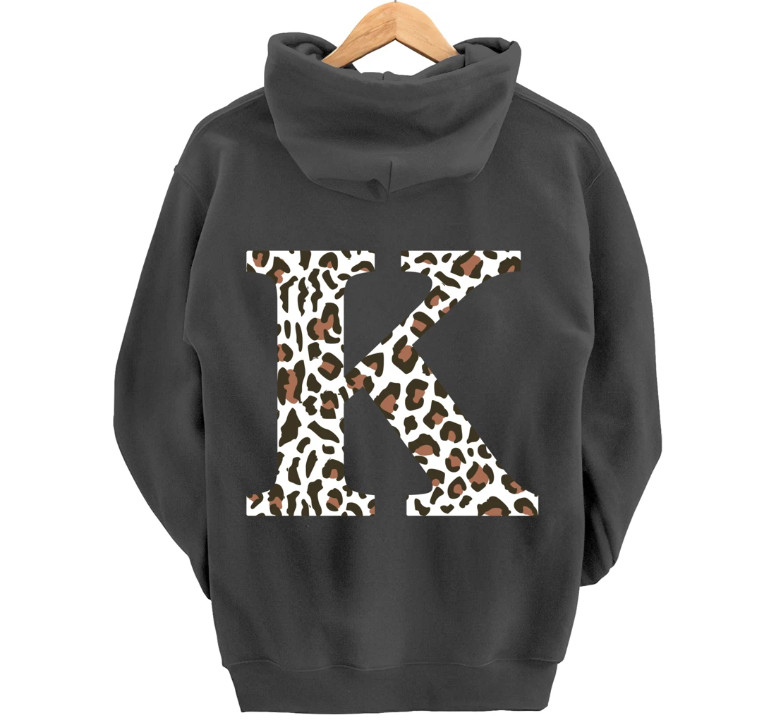 leopard animal print pattern monogram initials name letter k Pullover Hoodie