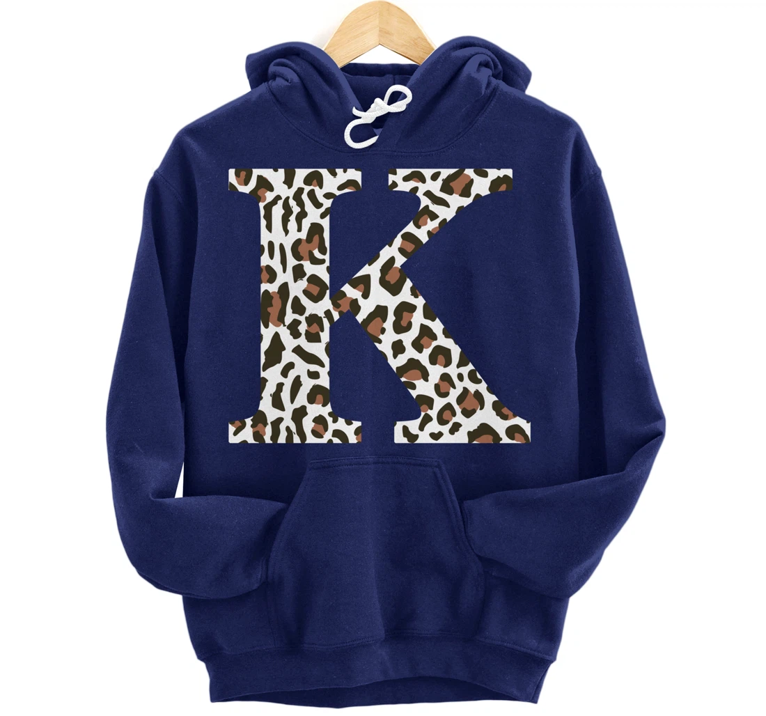 leopard animal print pattern monogram initials name letter k Pullover Hoodie