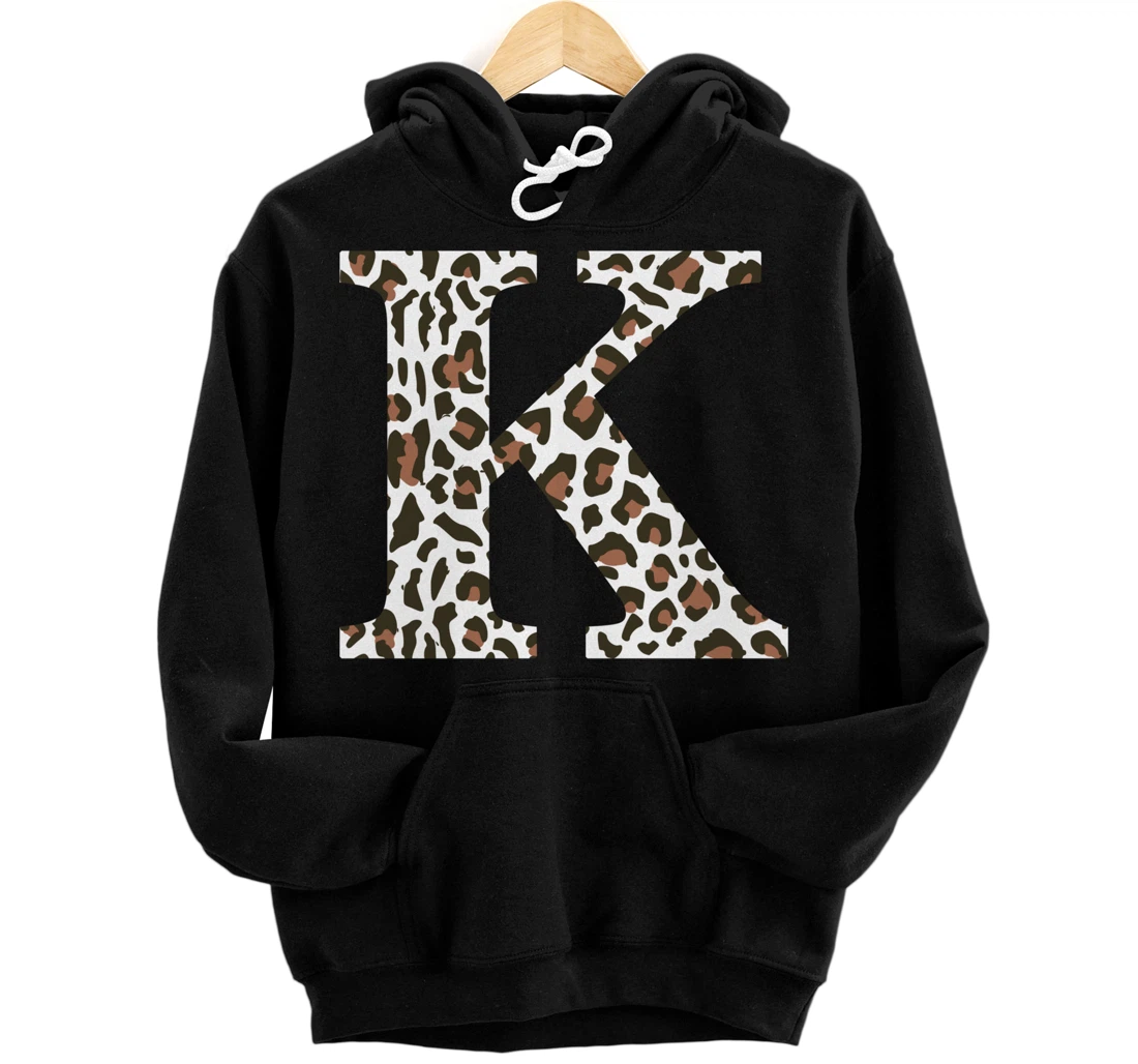 leopard animal print pattern monogram initials name letter k Pullover Hoodie