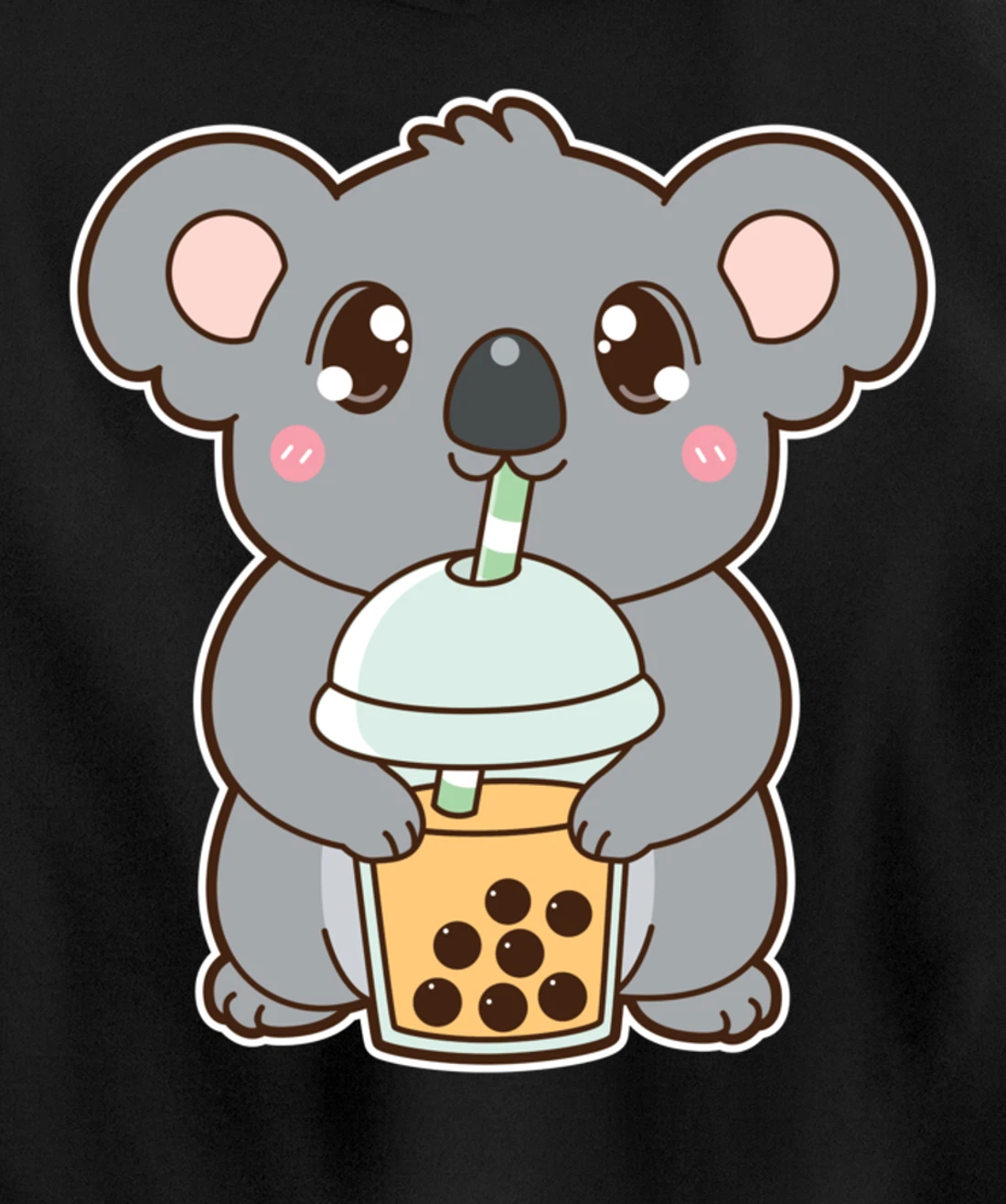 Kawaii Cute Boba Koala Bear Mango Bubble Pearl Milk Tea Pullover Hoodie