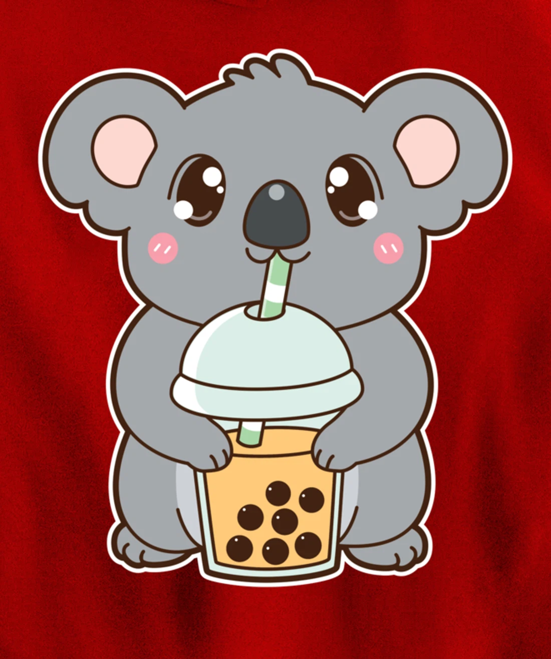 Kawaii Cute Boba Koala Bear Mango Bubble Pearl Milk Tea Pullover Hoodie