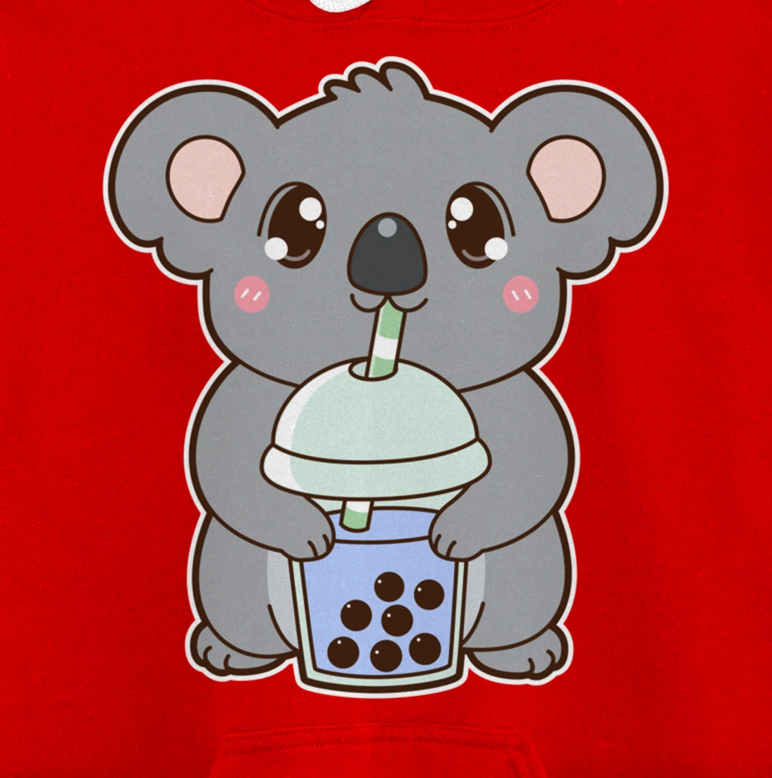 Kawaii Cute Boba Koala Bear Blue Bubble Pearl Milk Tea Pullover Hoodie