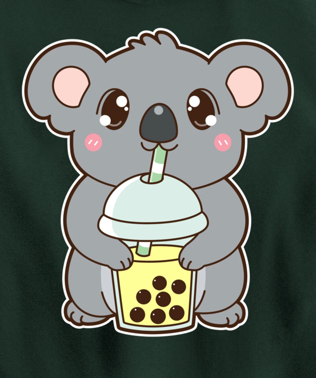 Kawaii Cute Boba Koala Bear Banana Bubble Pearl Milk Tea Pullover Hoodie
