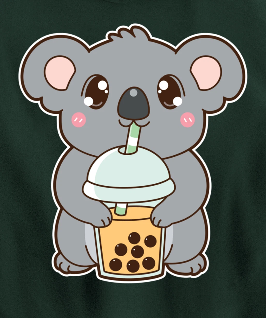 Kawaii Cute Boba Koala Bear Mango Bubble Pearl Milk Tea Pullover Hoodie