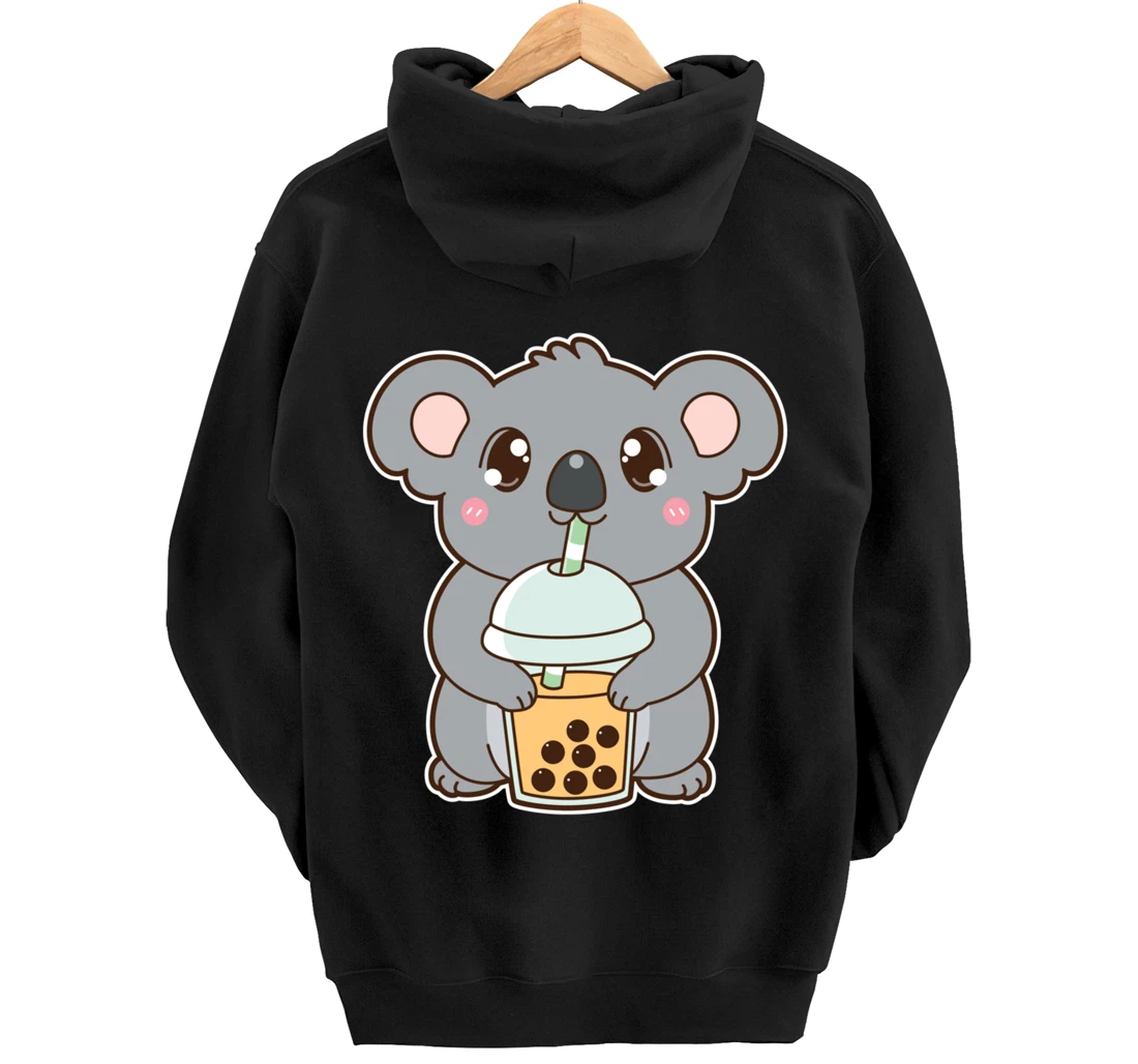 Kawaii Cute Boba Koala Bear Mango Bubble Pearl Milk Tea Pullover Hoodie