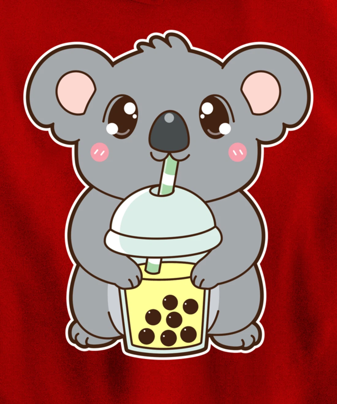 Kawaii Cute Boba Koala Bear Banana Bubble Pearl Milk Tea Pullover Hoodie