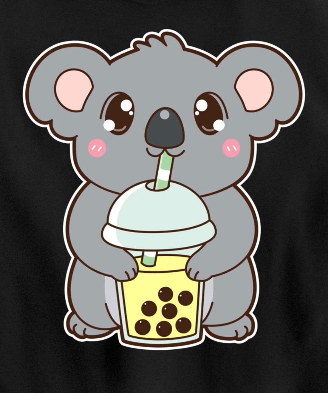 Kawaii Cute Boba Koala Bear Banana Bubble Pearl Milk Tea Pullover Hoodie