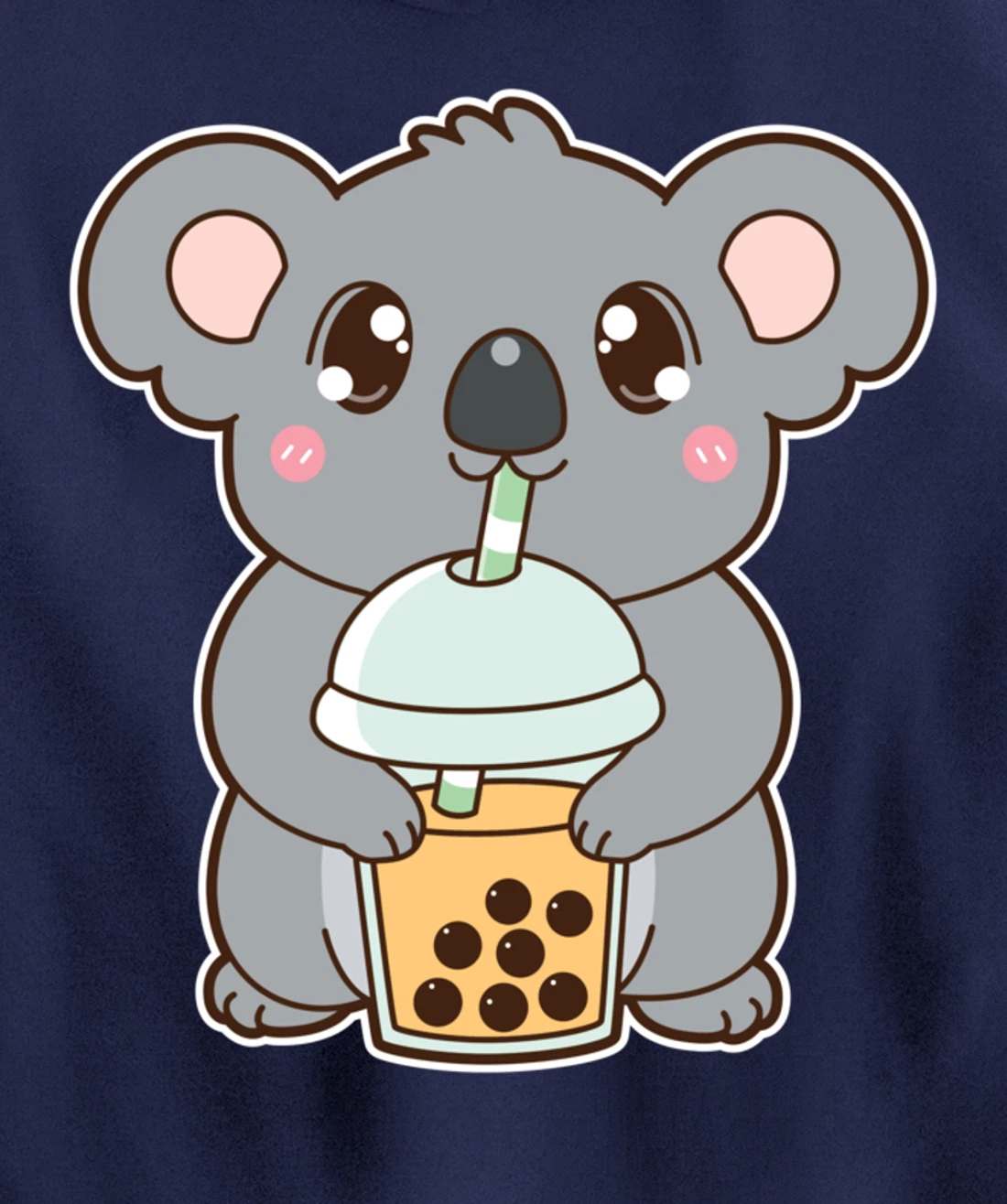Kawaii Cute Boba Koala Bear Mango Bubble Pearl Milk Tea Pullover Hoodie