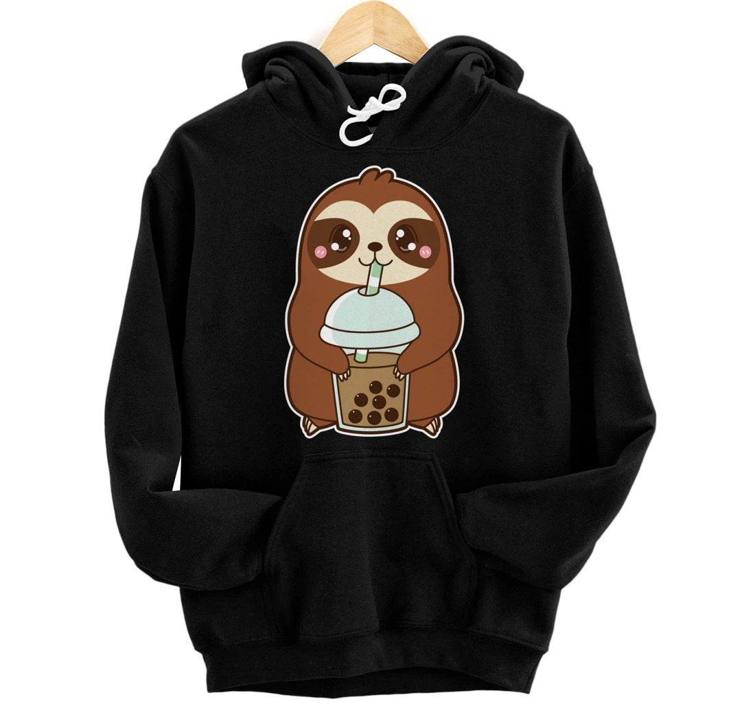 Kawaii Cute Boba Lazy Sloth Classic Bubble Pearl Milk Tea Pullover Hoodie