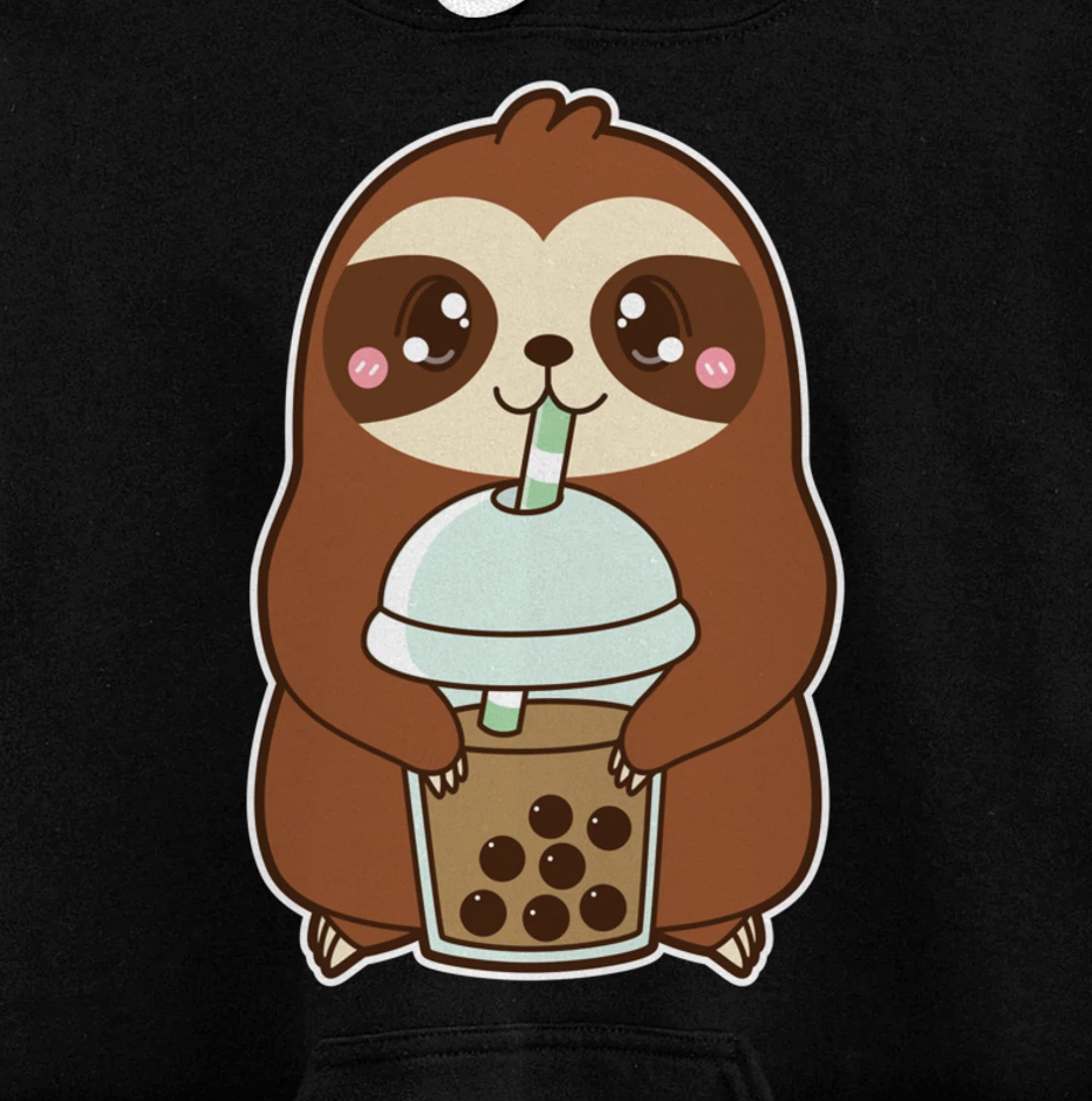 Kawaii Cute Boba Lazy Sloth Classic Bubble Pearl Milk Tea Pullover Hoodie