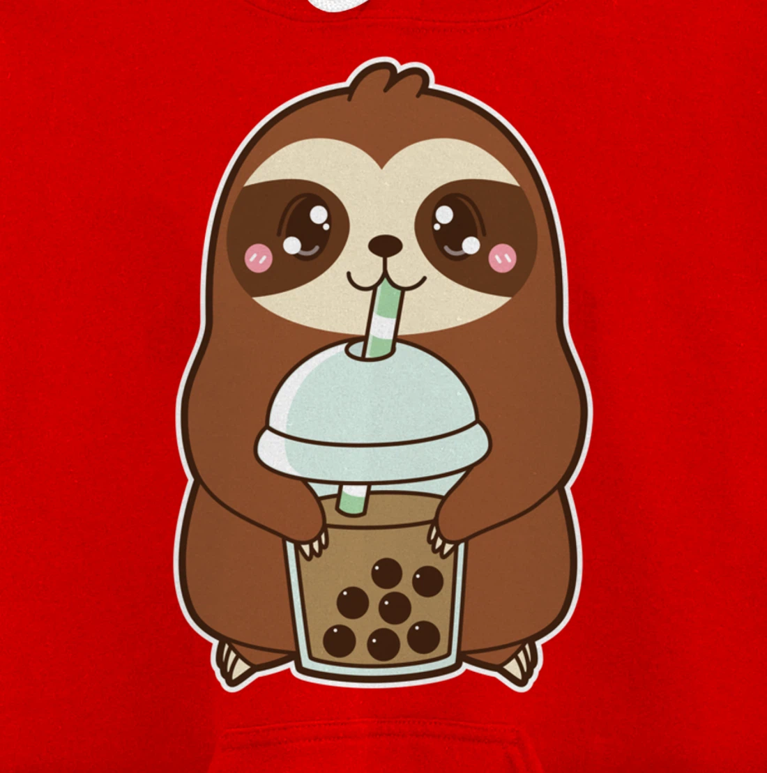 Kawaii Cute Boba Lazy Sloth Classic Bubble Pearl Milk Tea Pullover Hoodie