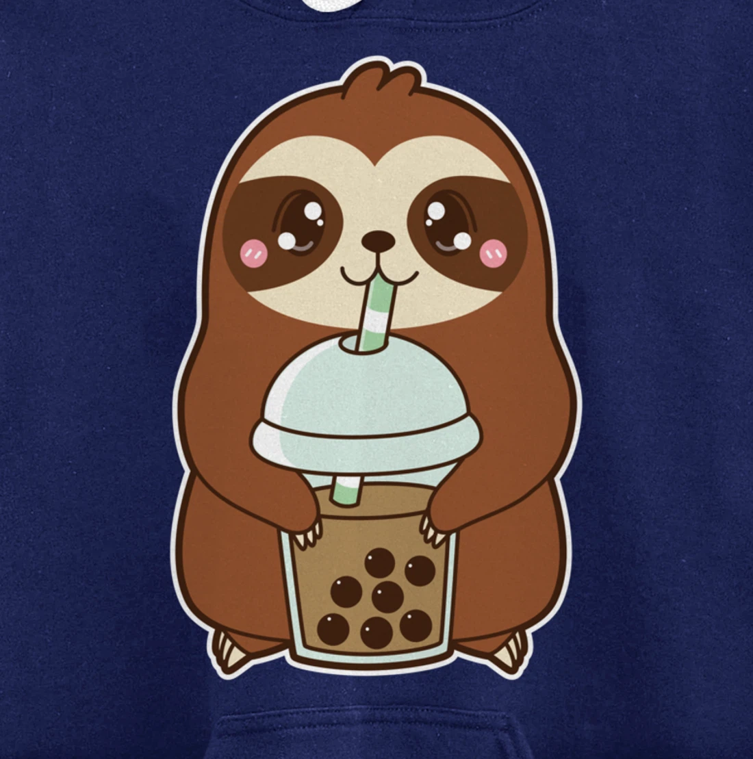 Kawaii Cute Boba Lazy Sloth Classic Bubble Pearl Milk Tea Pullover Hoodie
