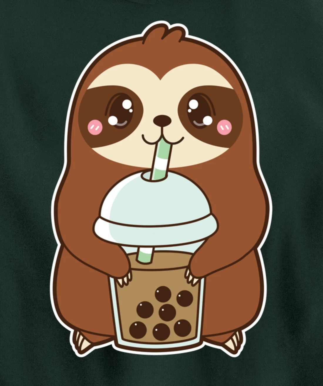 Kawaii Cute Boba Lazy Sloth Classic Bubble Pearl Milk Tea Pullover Hoodie