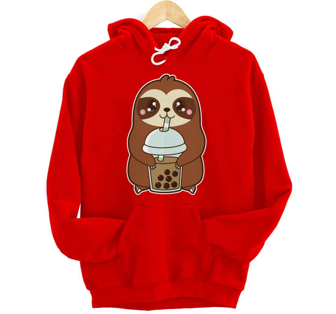 Kawaii Cute Boba Lazy Sloth Classic Bubble Pearl Milk Tea Pullover Hoodie