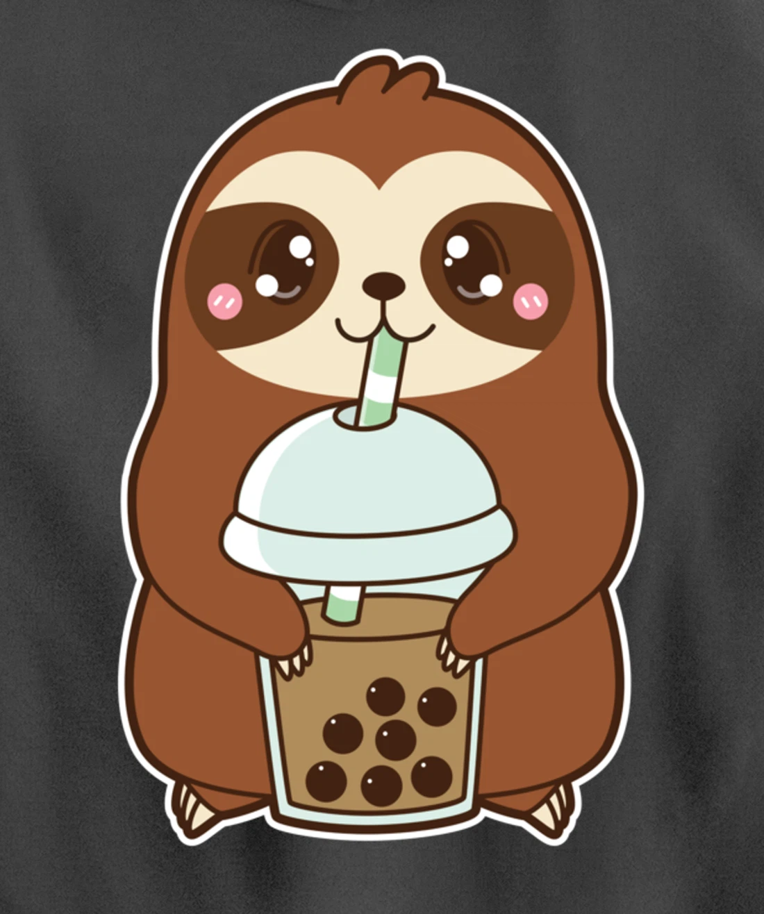Kawaii Cute Boba Lazy Sloth Classic Bubble Pearl Milk Tea Pullover Hoodie