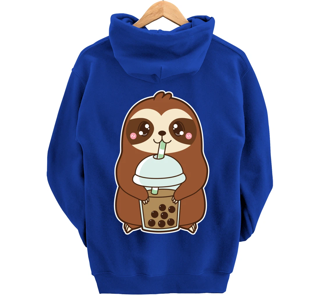 Kawaii Cute Boba Lazy Sloth Classic Bubble Pearl Milk Tea Pullover Hoodie