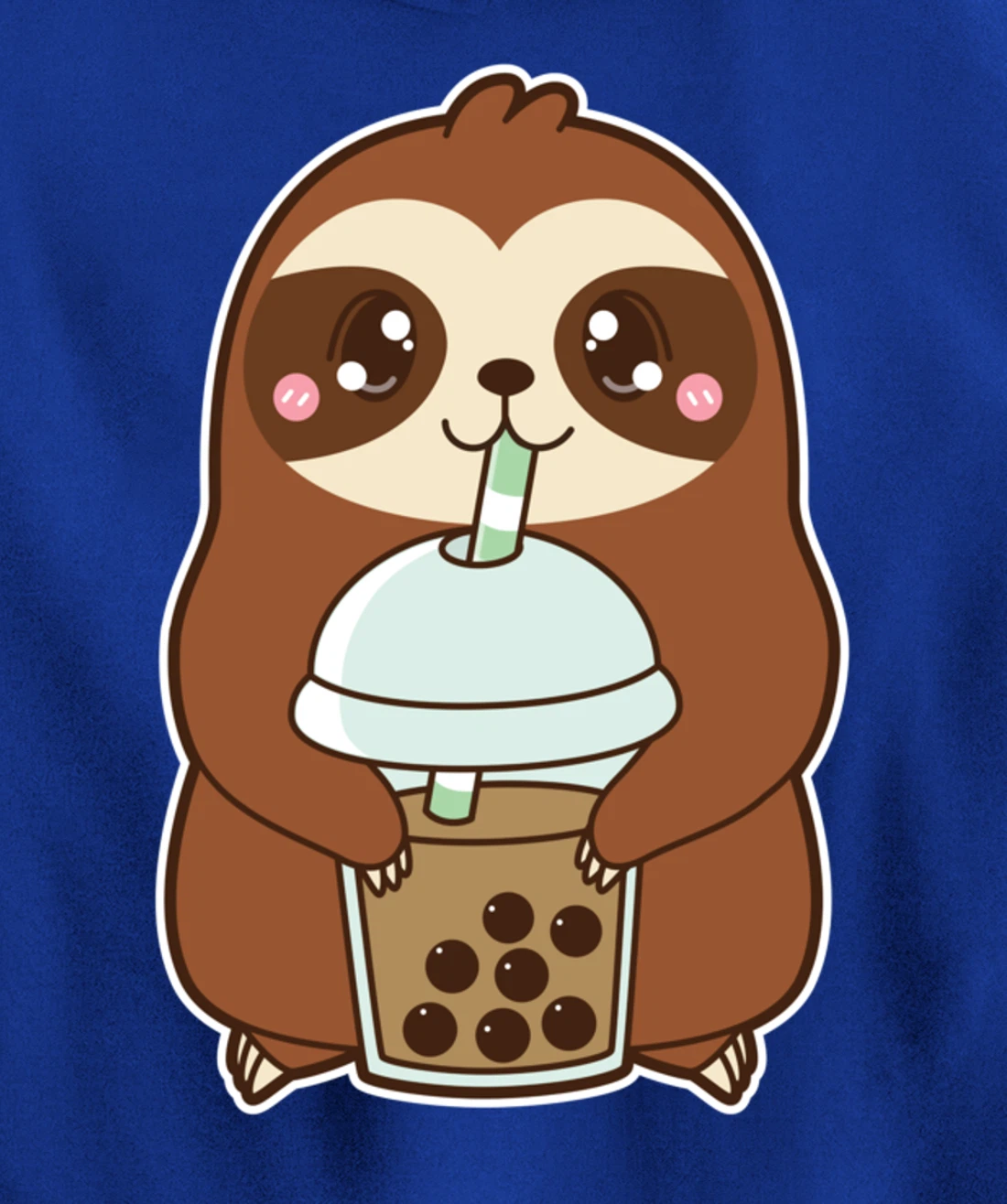 Kawaii Cute Boba Lazy Sloth Classic Bubble Pearl Milk Tea Pullover Hoodie