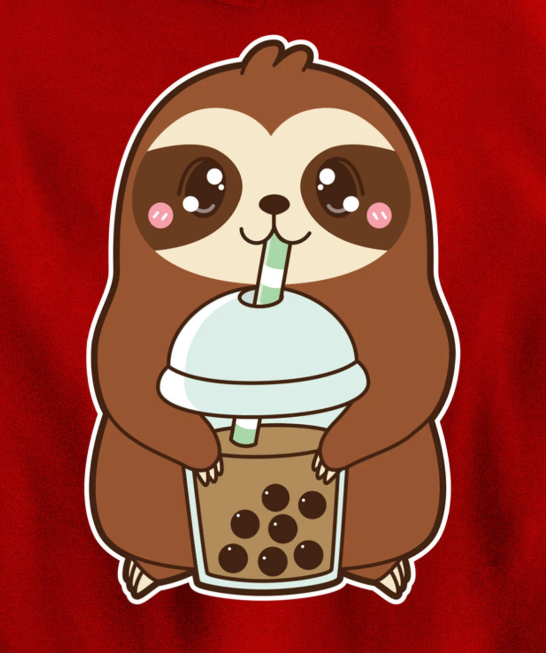 Kawaii Cute Boba Lazy Sloth Classic Bubble Pearl Milk Tea Pullover Hoodie