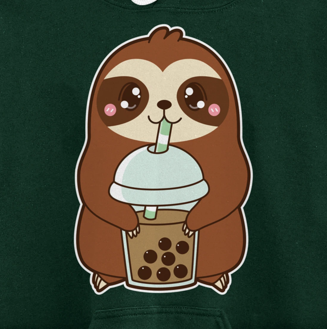 Kawaii Cute Boba Lazy Sloth Classic Bubble Pearl Milk Tea Pullover Hoodie