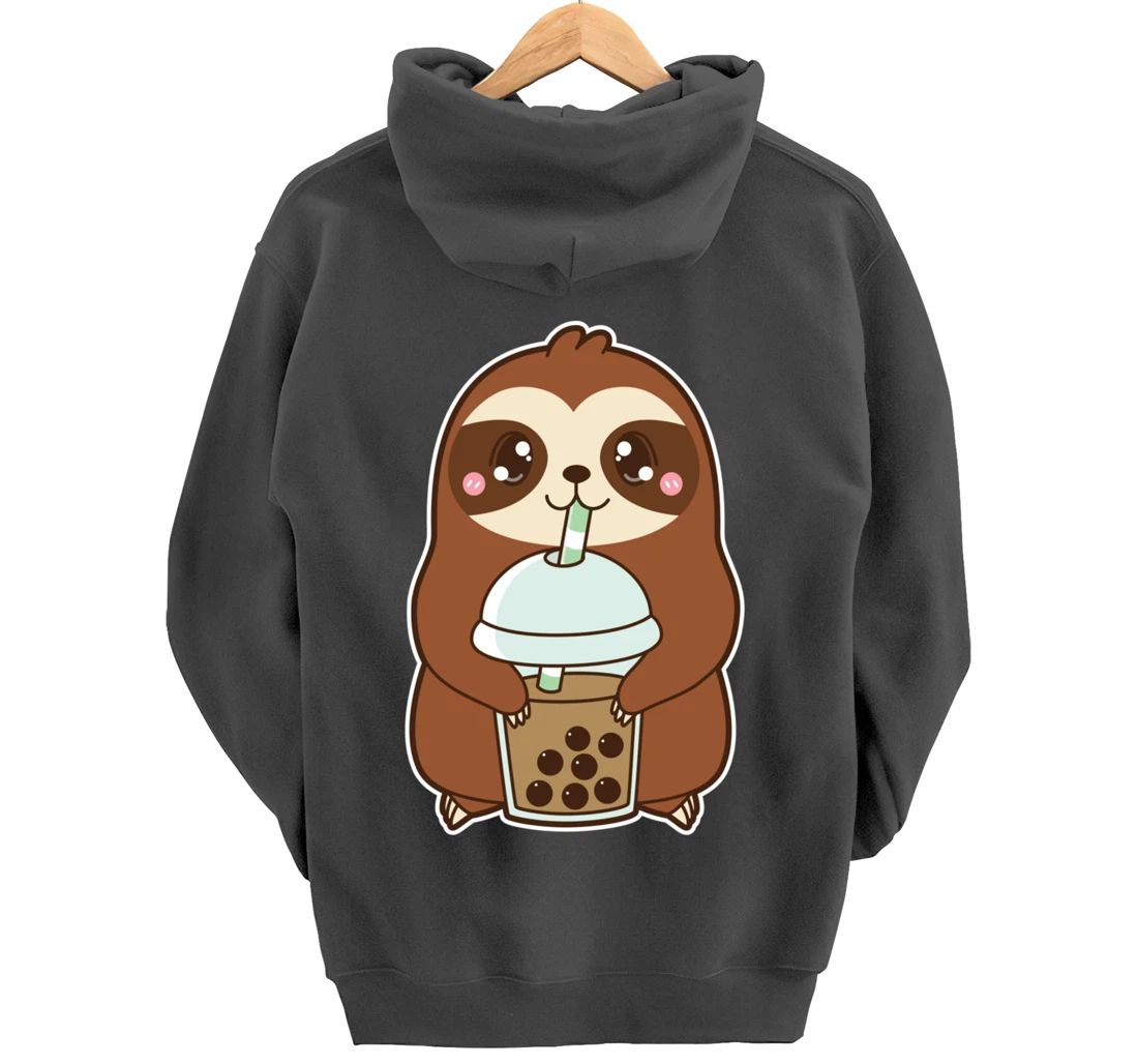 Kawaii Cute Boba Lazy Sloth Classic Bubble Pearl Milk Tea Pullover Hoodie
