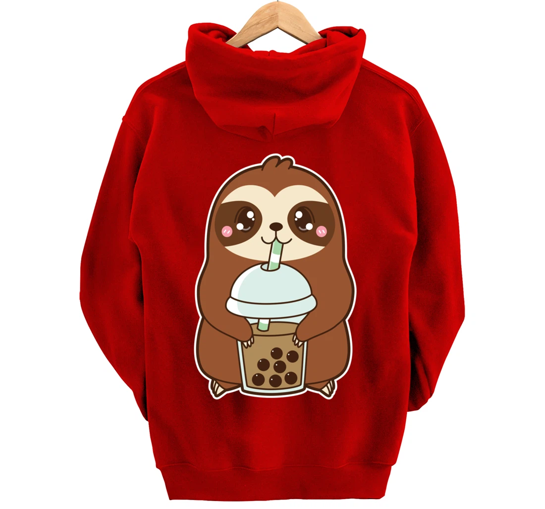 Kawaii Cute Boba Lazy Sloth Classic Bubble Pearl Milk Tea Pullover Hoodie
