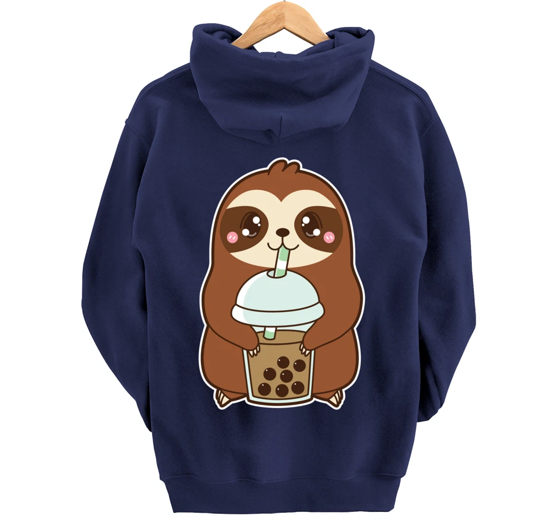 Kawaii Cute Boba Lazy Sloth Classic Bubble Pearl Milk Tea Pullover Hoodie