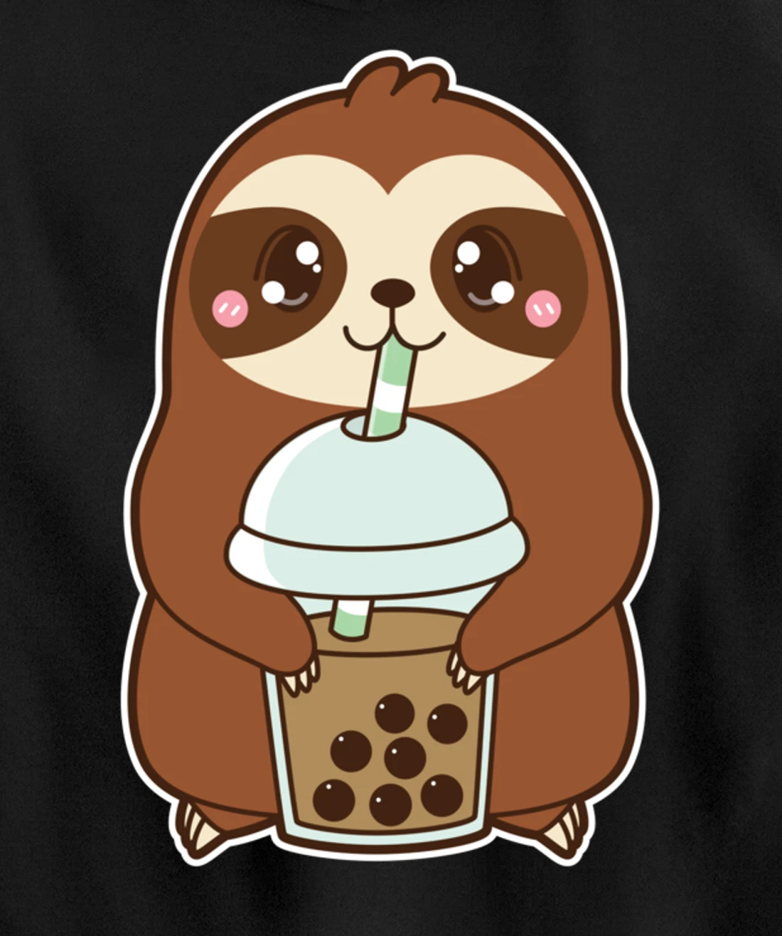 Kawaii Cute Boba Lazy Sloth Classic Bubble Pearl Milk Tea Pullover Hoodie