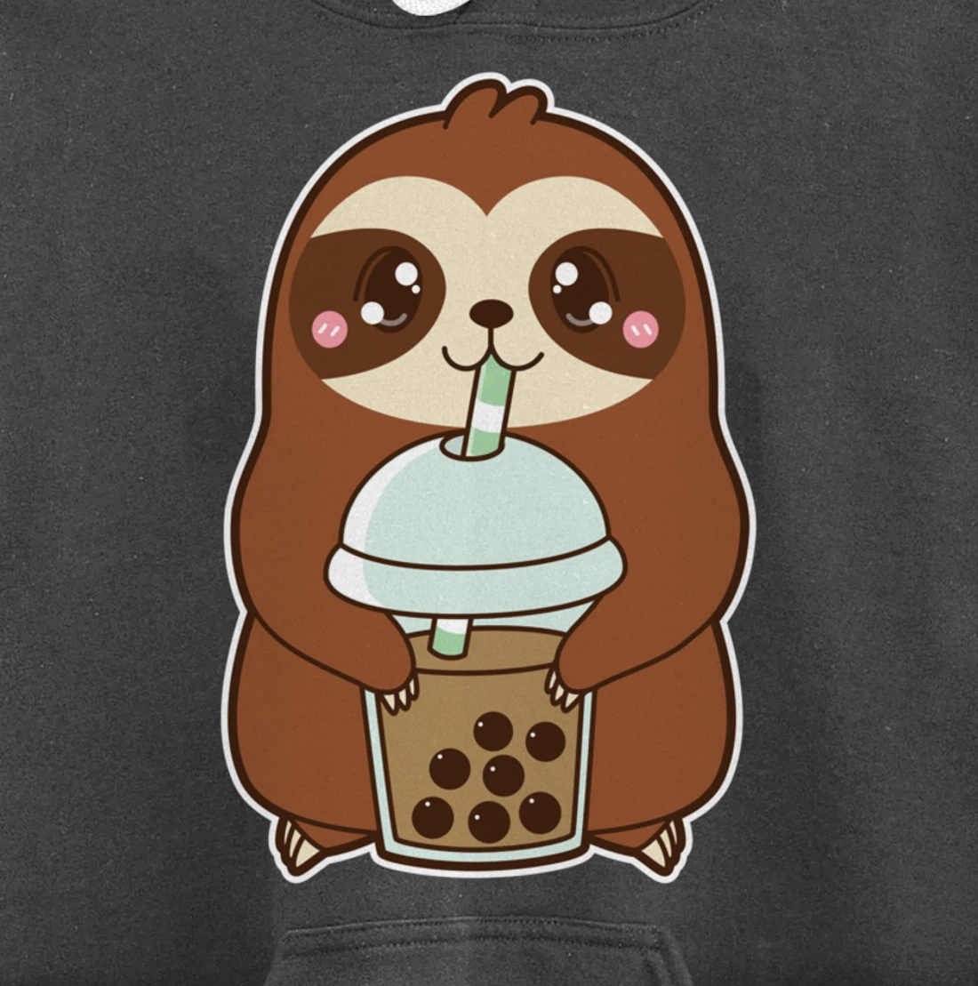 Kawaii Cute Boba Lazy Sloth Classic Bubble Pearl Milk Tea Pullover Hoodie