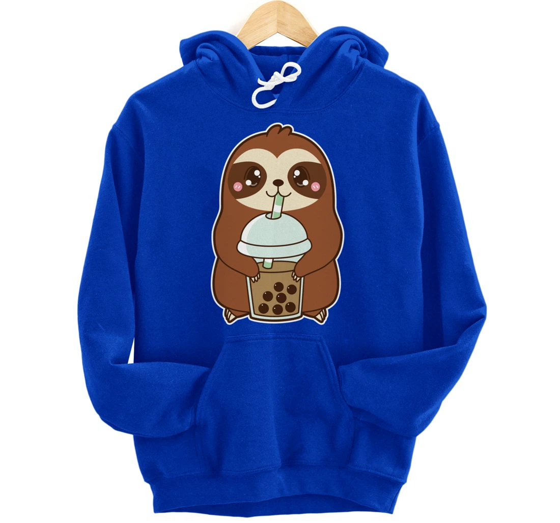 Kawaii Cute Boba Lazy Sloth Classic Bubble Pearl Milk Tea Pullover Hoodie