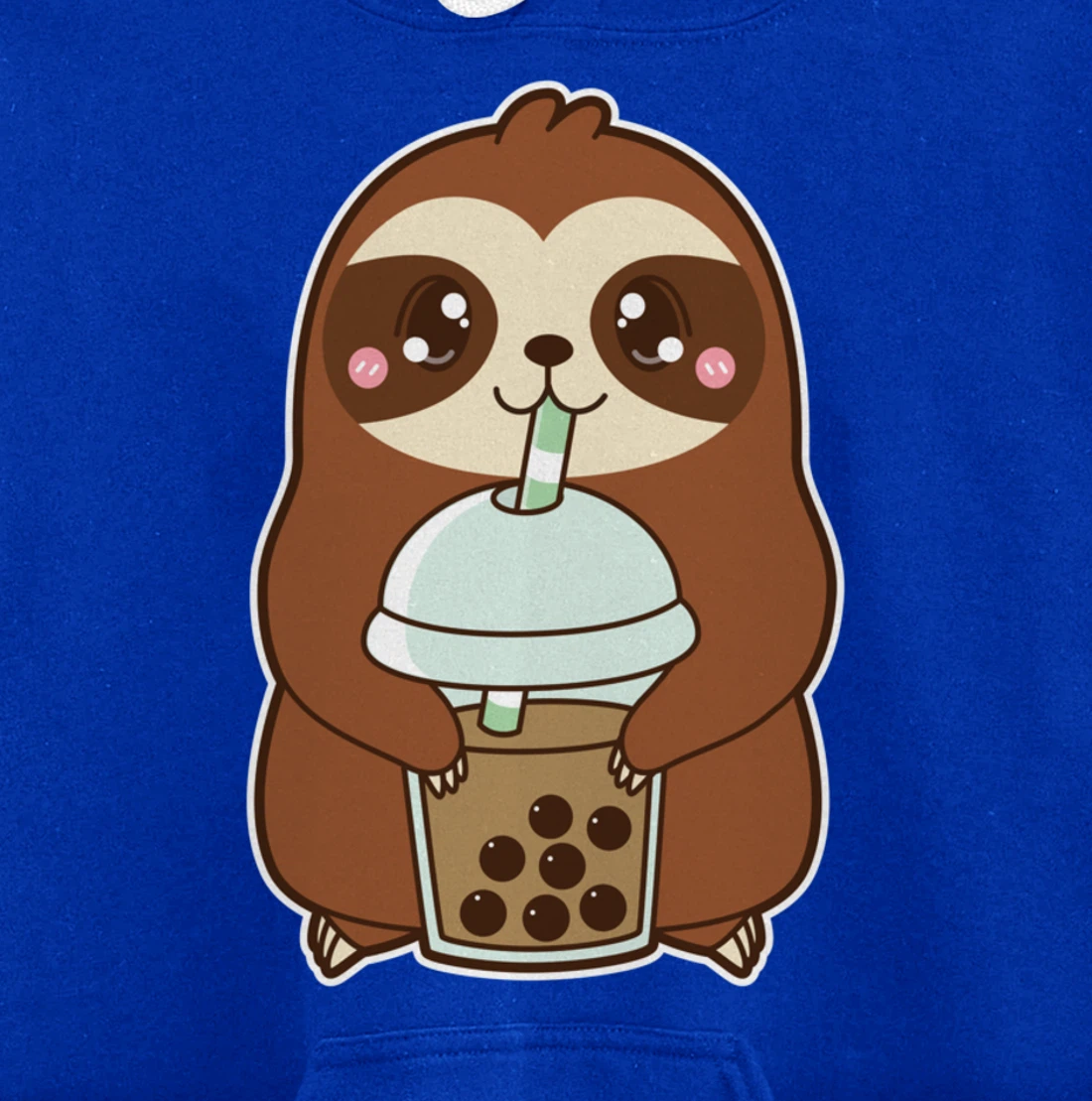 Kawaii Cute Boba Lazy Sloth Classic Bubble Pearl Milk Tea Pullover Hoodie