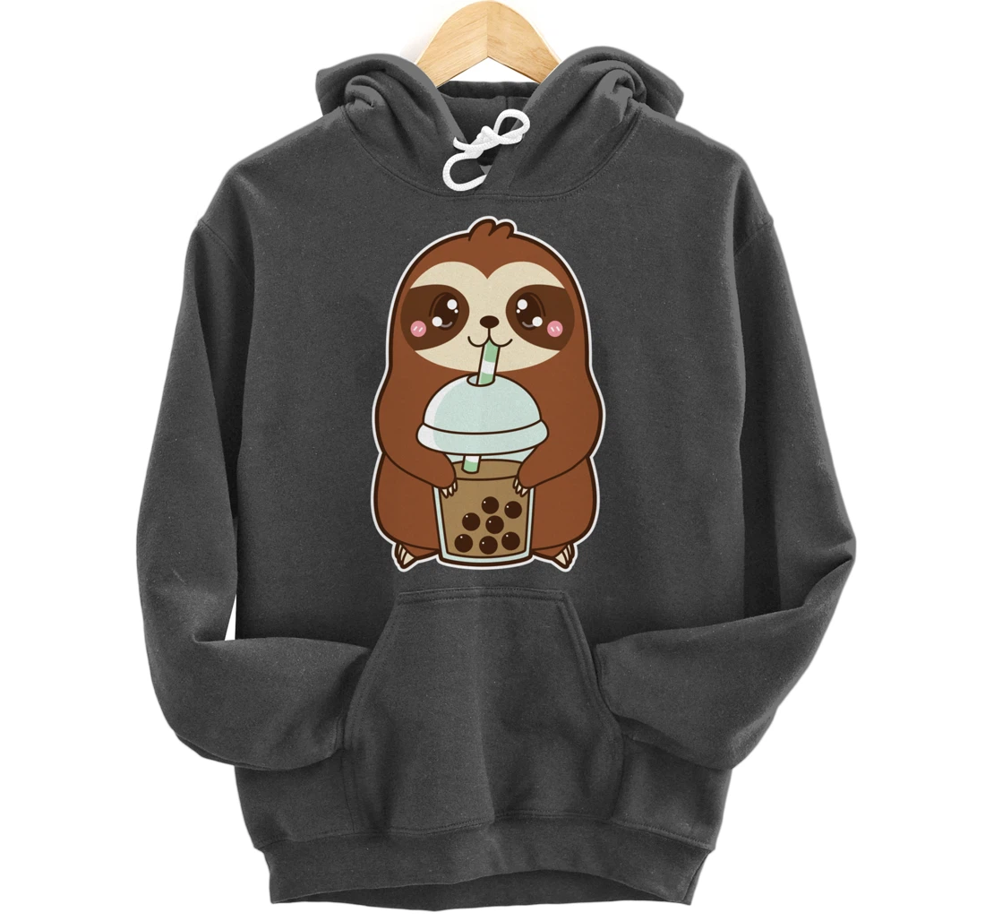 Kawaii Cute Boba Lazy Sloth Classic Bubble Pearl Milk Tea Pullover Hoodie