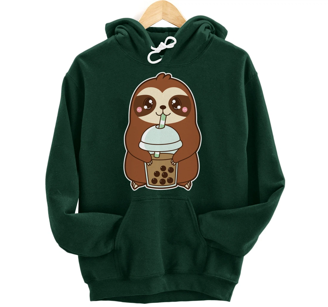 Kawaii Cute Boba Lazy Sloth Classic Bubble Pearl Milk Tea Pullover Hoodie