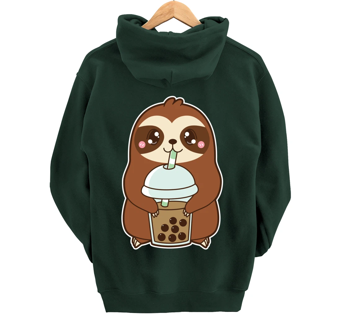 Kawaii Cute Boba Lazy Sloth Classic Bubble Pearl Milk Tea Pullover Hoodie