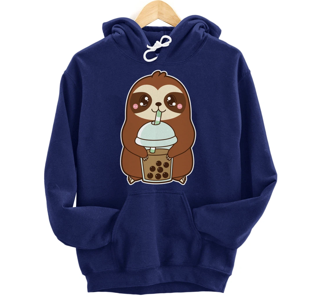 Kawaii Cute Boba Lazy Sloth Classic Bubble Pearl Milk Tea Pullover Hoodie