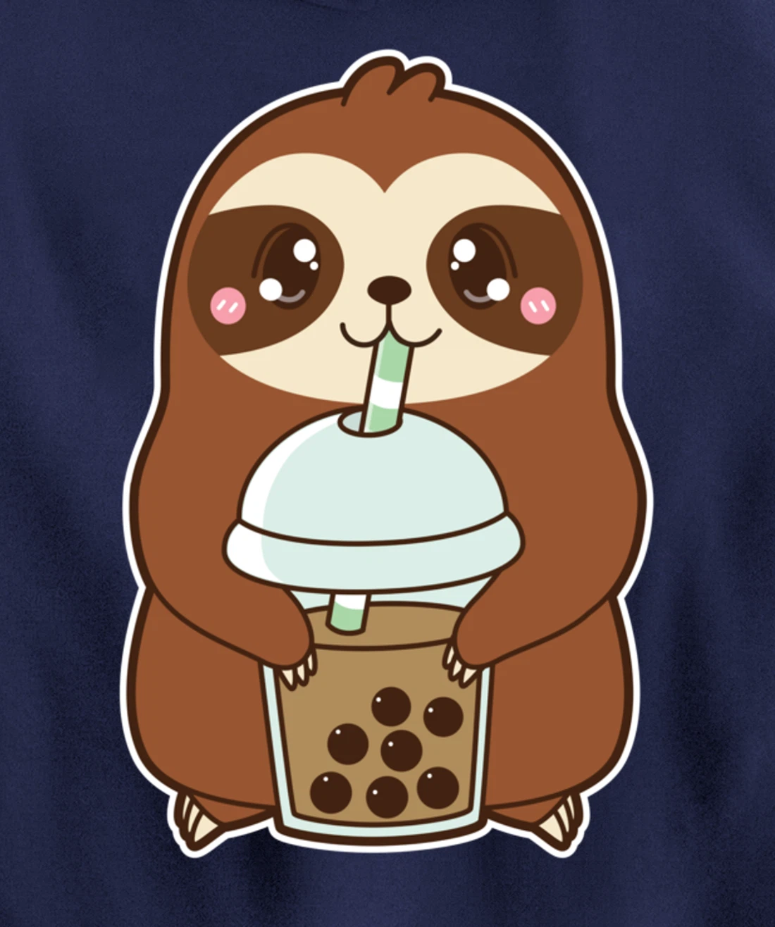 Kawaii Cute Boba Lazy Sloth Classic Bubble Pearl Milk Tea Pullover Hoodie