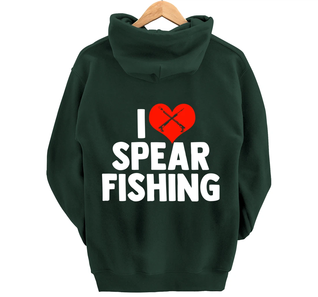 I Love Spearfishing Spearfisher Underwater Fishing Themed Pullover Hoodie