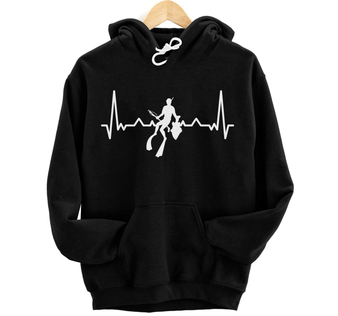 Spearfishing Heartbeat EKG Underwater Diving Spearfisher Pullover Hoodie