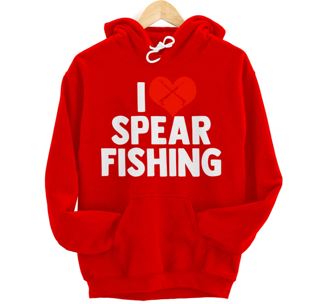 I Love Spearfishing Spearfisher Underwater Fishing Themed Pullover Hoodie