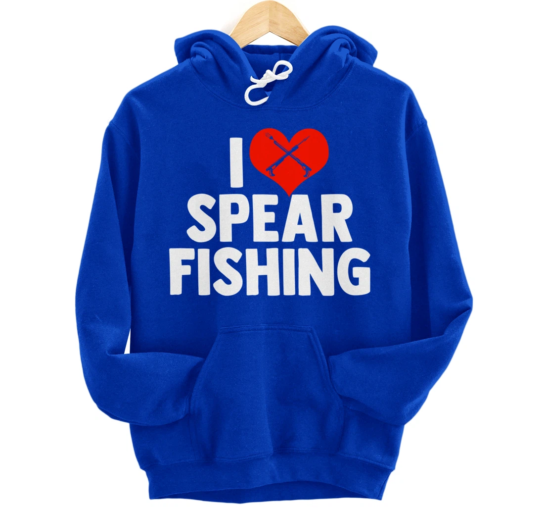 I Love Spearfishing Spearfisher Underwater Fishing Themed Pullover Hoodie