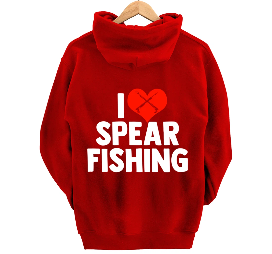 I Love Spearfishing Spearfisher Underwater Fishing Themed Pullover Hoodie