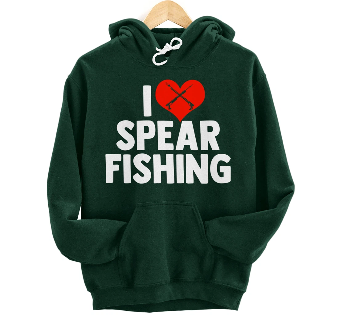 I Love Spearfishing Spearfisher Underwater Fishing Themed Pullover Hoodie