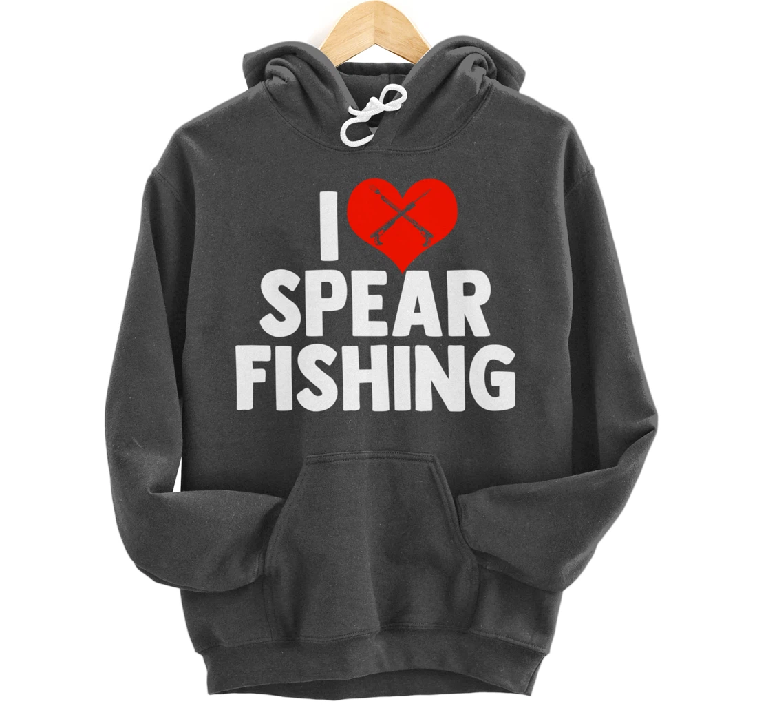 I Love Spearfishing Spearfisher Underwater Fishing Themed Pullover Hoodie