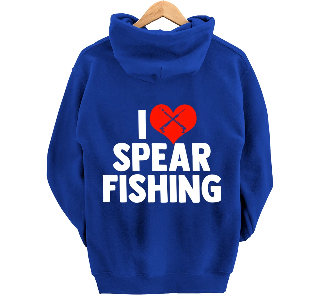 I Love Spearfishing Spearfisher Underwater Fishing Themed Pullover Hoodie