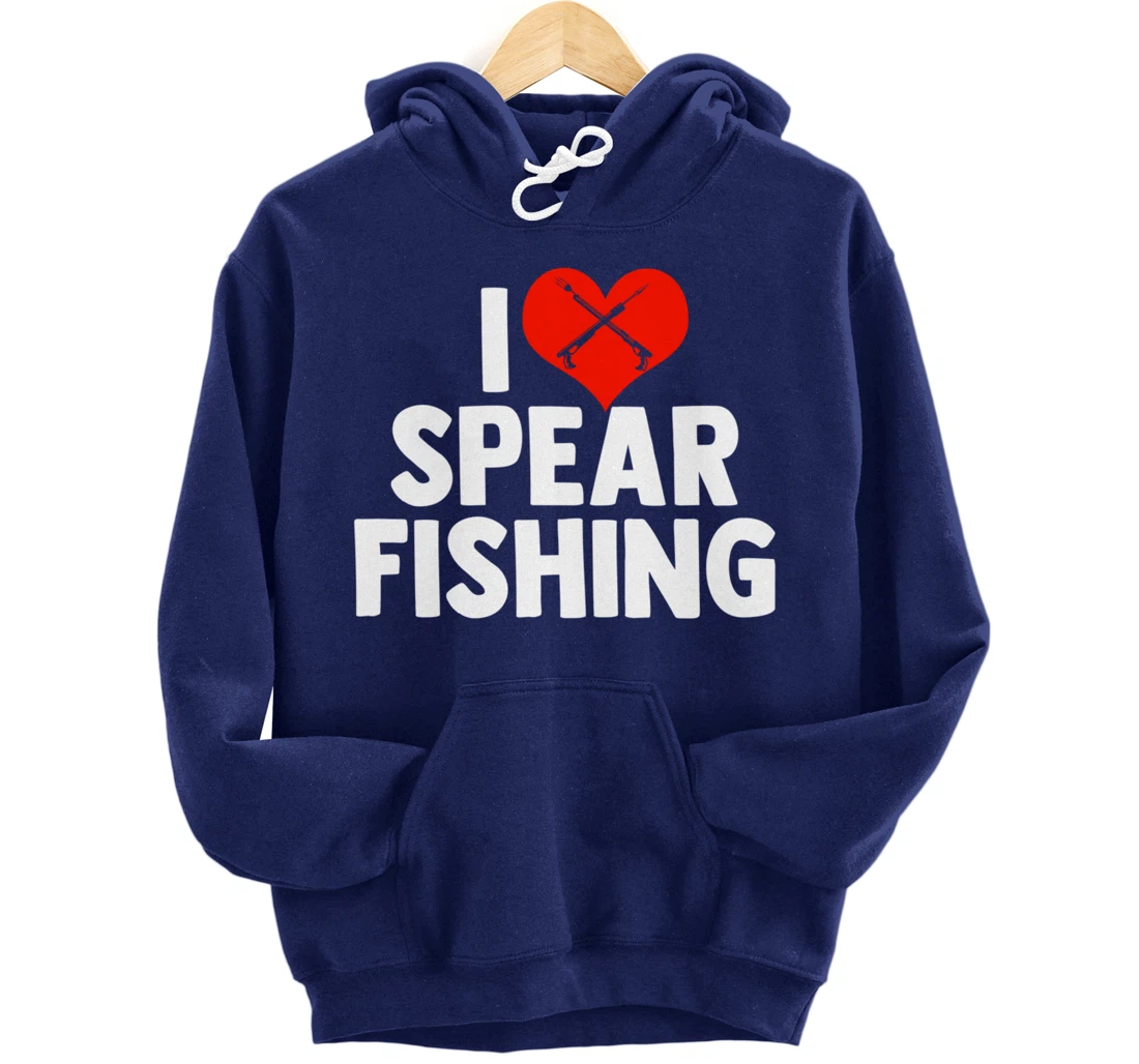 I Love Spearfishing Spearfisher Underwater Fishing Themed Pullover Hoodie