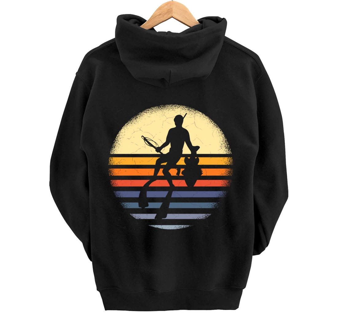 Spearfisher Silhouette Spearfishing Underwater Fishing Pullover Hoodie