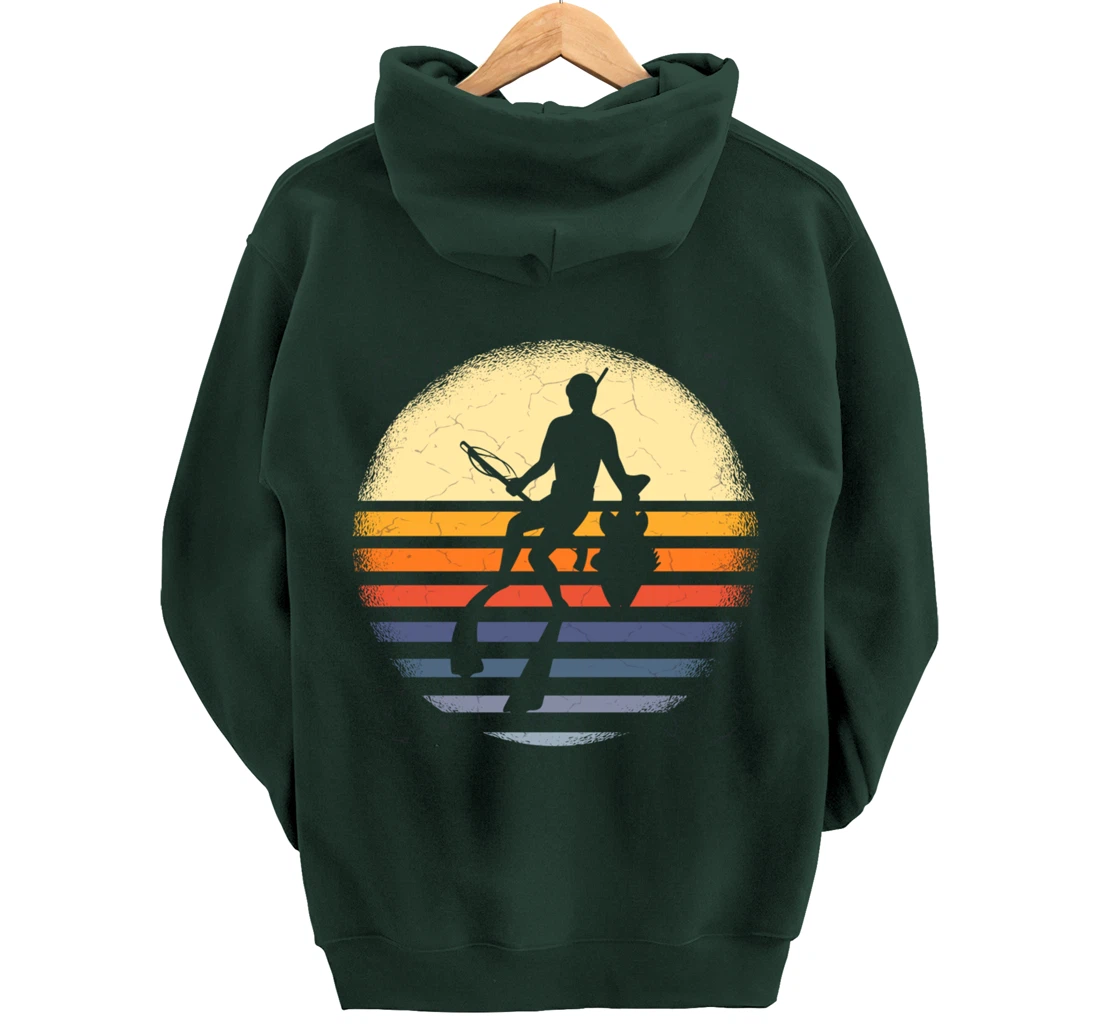 Spearfisher Silhouette Spearfishing Underwater Fishing Pullover Hoodie