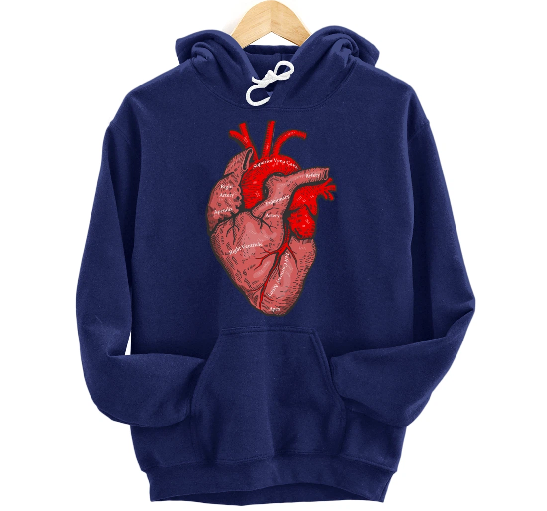 Medical Anatomy Illustration Human Heart Anatomical Themed Pullover Hoodie