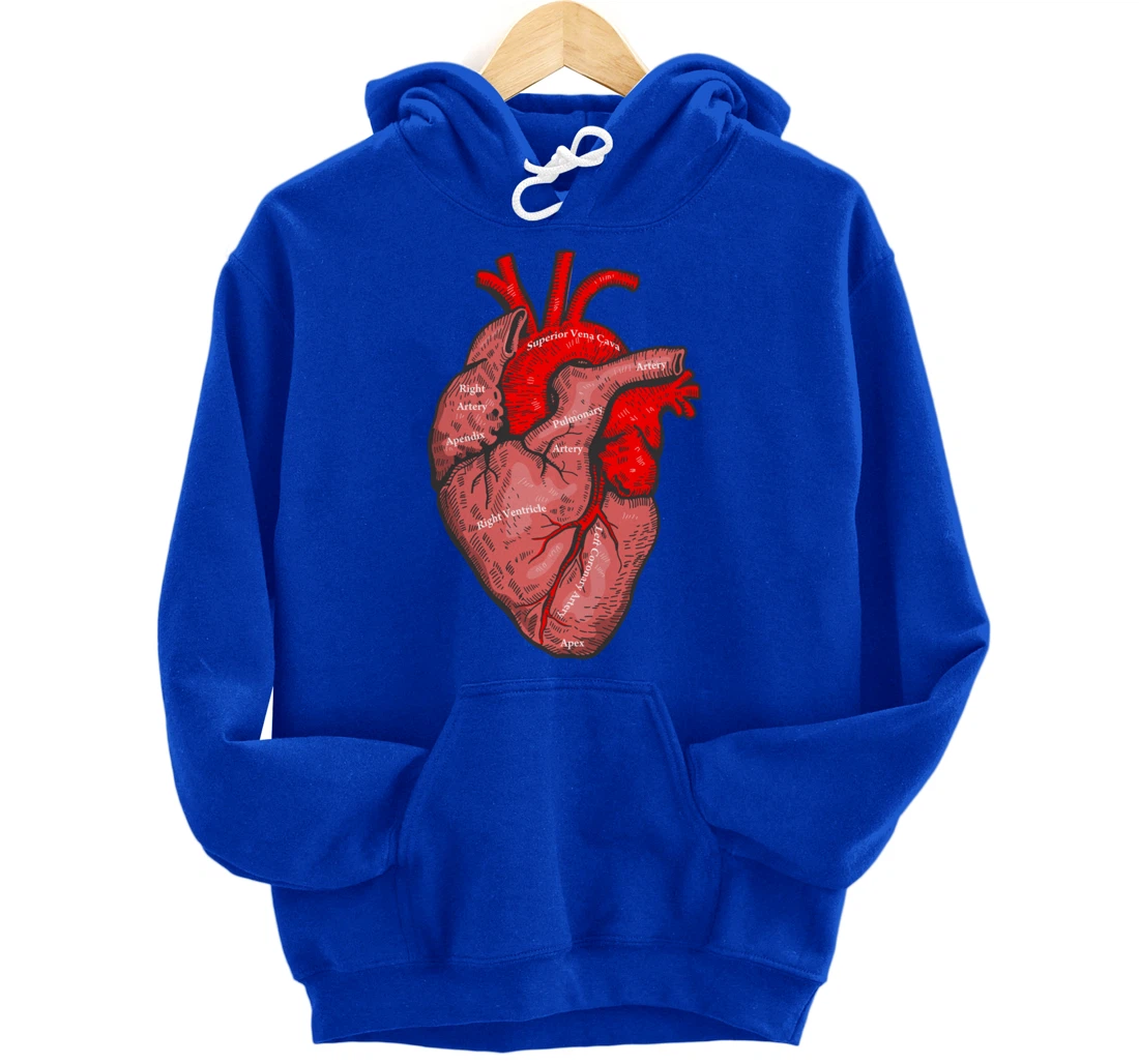 Medical Anatomy Illustration Human Heart Anatomical Themed Pullover Hoodie