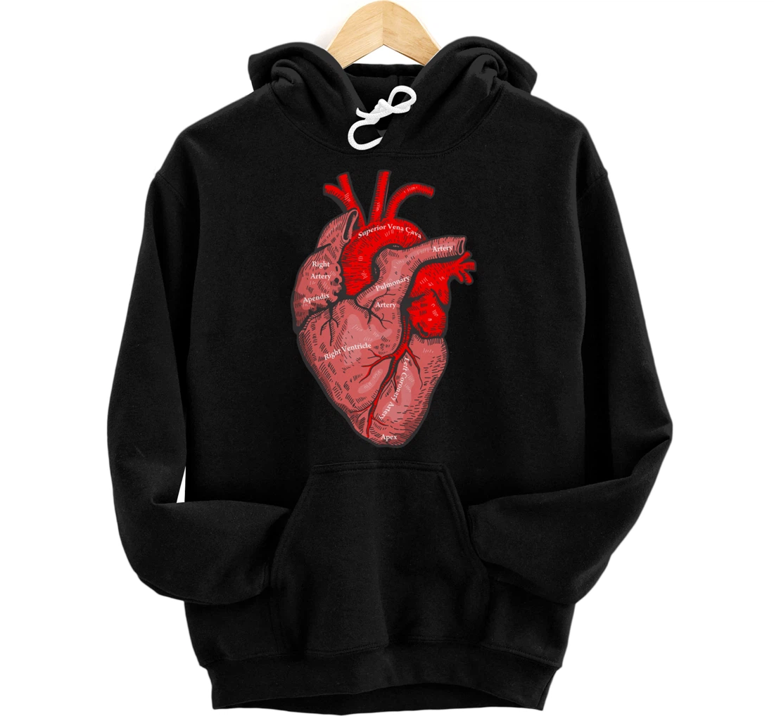 Medical Anatomy Illustration Human Heart Anatomical Themed Pullover Hoodie